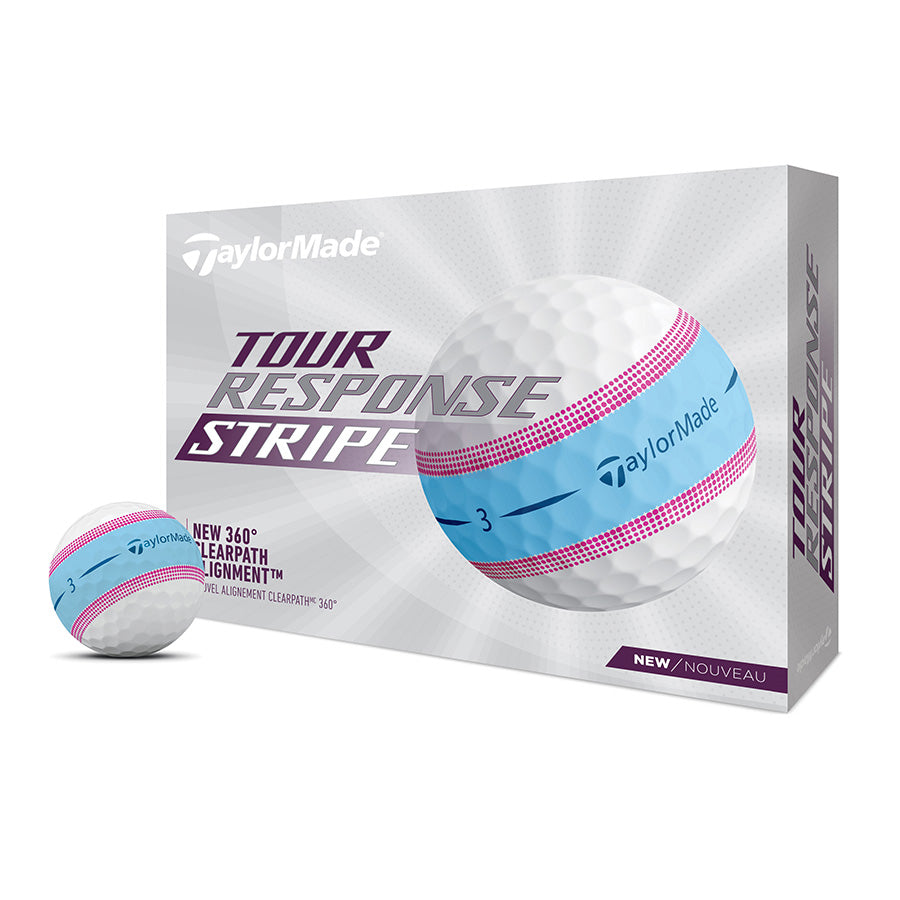 TaylorMade Tour Response Stripe Golf Balls - Dozen - Blue/Pink