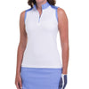 EP New York Zip Mock White Multi Womens Sleeveless Golf Polo