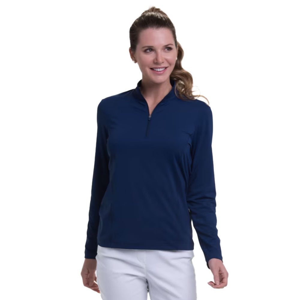 EP New York Zip Mock LS Womens Golf Pullover - Inky/L