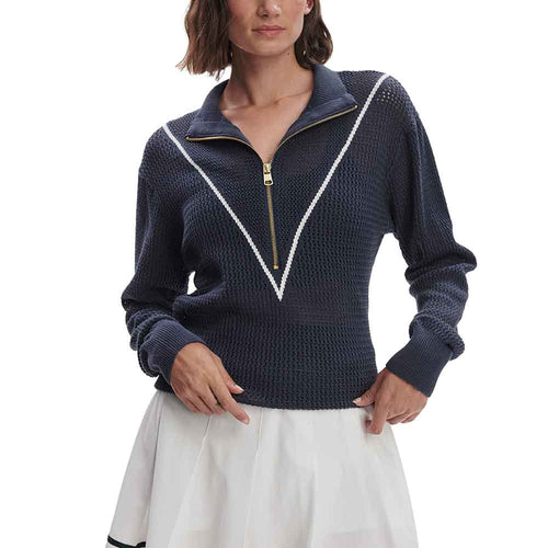 Varley Calva Knit White Womens Half Zip Sweater
