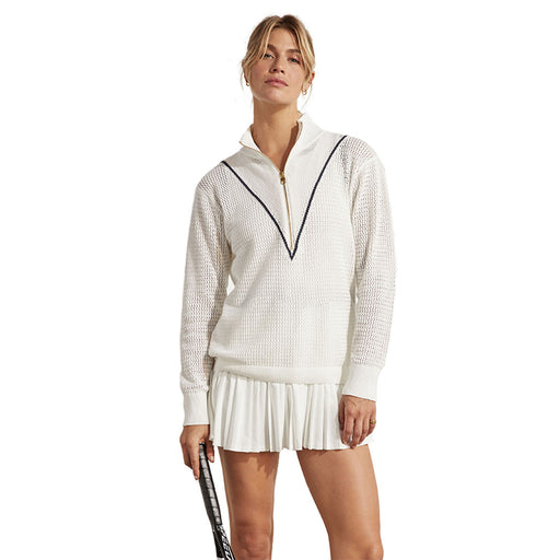 Varley Calva Knit White Womens Half Zip Sweater - Snow White/L