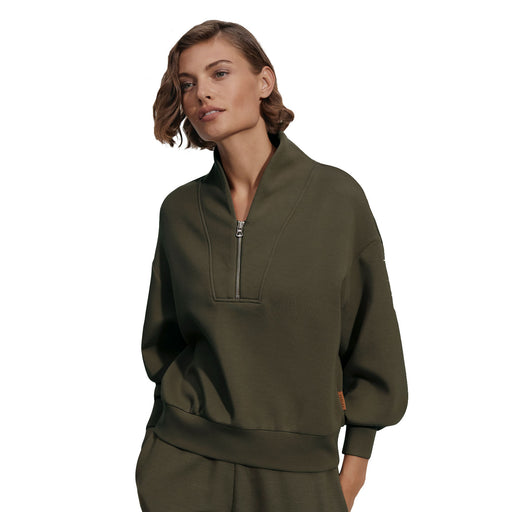 Varley Davidson Womens Half Zip Sweatshirt - Olive Marl/L