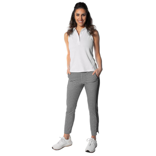 Golftini Pull On Stretch Ankle Womens Golf Pants - Black/Wht Check/L