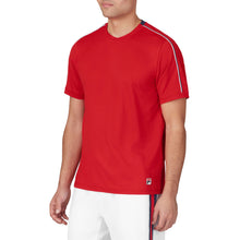 Load image into Gallery viewer, Fila Essentials Heritage Jacquard Men Tennis Shirt - FILA RED 622/XL
 - 5