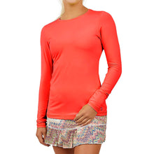Load image into Gallery viewer, Sofibella UV Colors Womens LS Tennis Shrt - Berry Red/2X
 - 1