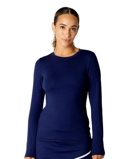 Sofibella UV Colors Womens LS Tennis Shrt - Navy/2X