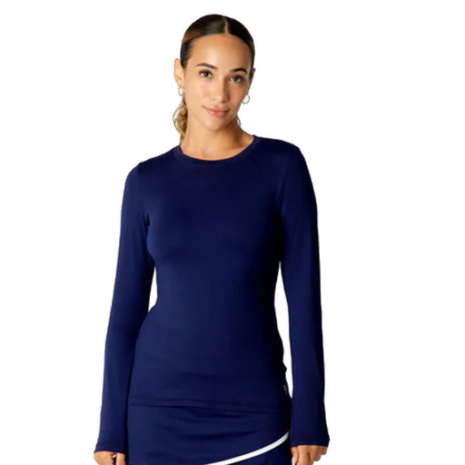 Sofibella UV Colors Womens LS Tennis Shrt - Navy/2X