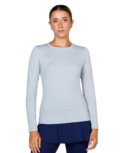 Sofibella UV Colors Womens LS Tennis Shrt - Stone/2X