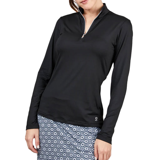 Sofibella Long Sleeve UV Feather Wmns Golf 1/4 Zip - Black/2X