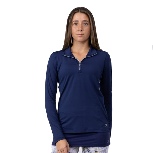 Sofibella Long Sleeve UV Feather Wmns Golf 1/4 Zip - Navy/XL