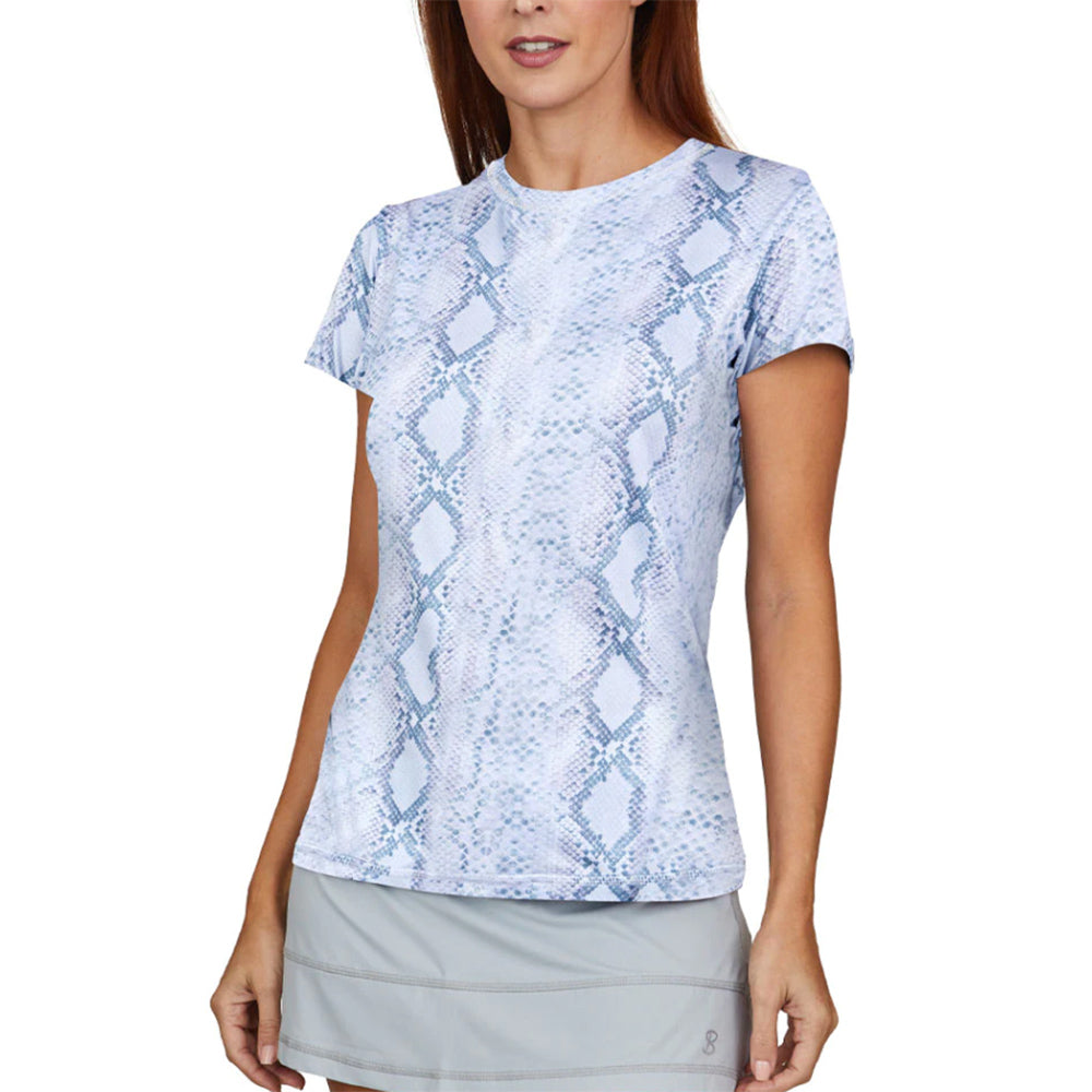 Sofibella UV Feather Womens Tennis SS Shirt - Anaconda/2X