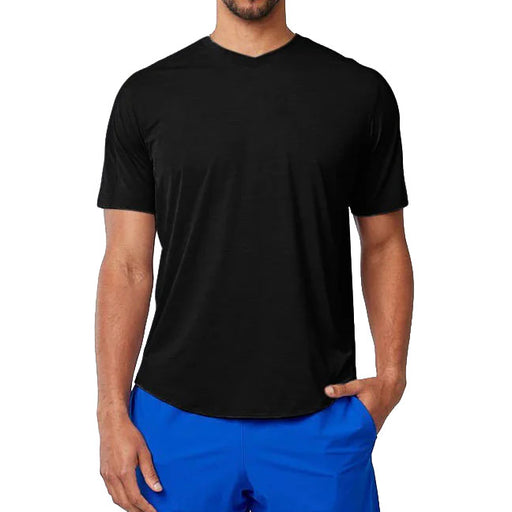 SB Sport Classic V Neck Mens SS Tennis Shirt - Black/1X