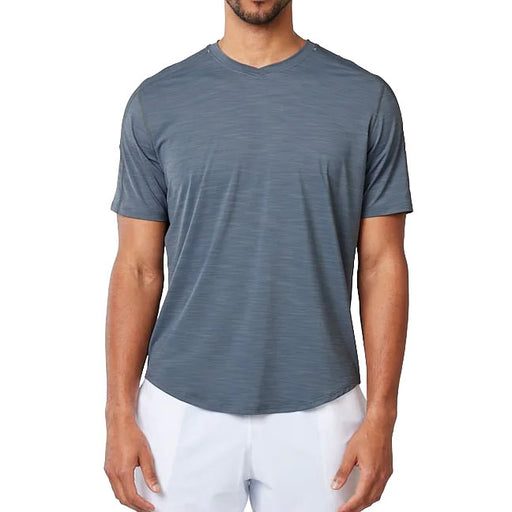 SB Sport Classic V Neck Mens SS Tennis Shirt - Charcoal Melang/1X