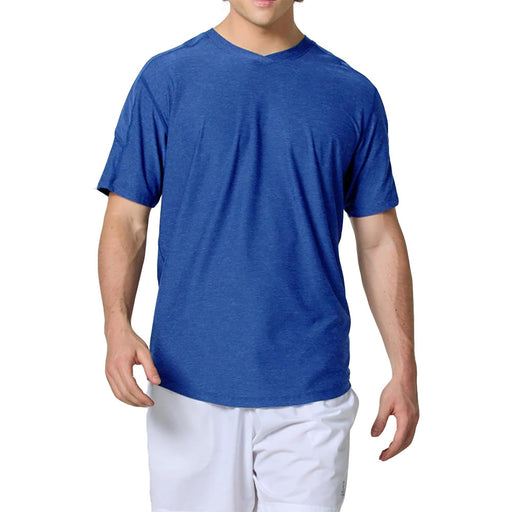 SB Sport Classic V Neck Mens SS Tennis Shirt - Royal Melange/2X