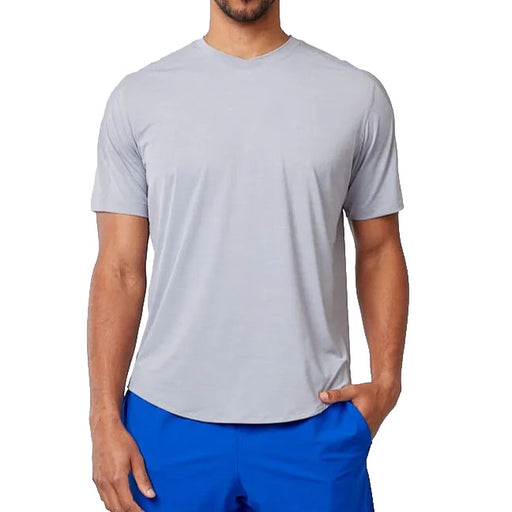 SB Sport Classic V Neck Mens SS Tennis Shirt - Silver Melange/1X