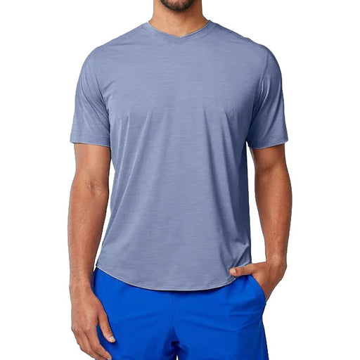 SB Sport Classic V Neck Mens SS Tennis Shirt - Slate Melange/1X