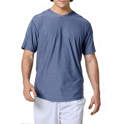 SB Sport Classic V Neck Mens SS Tennis Shirt - Steel Melange/2X