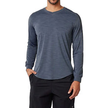 Load image into Gallery viewer, SB Sport V Neck Long Sleeve Mens Tennis Shirt - Charcoal Melang/1X
 - 10