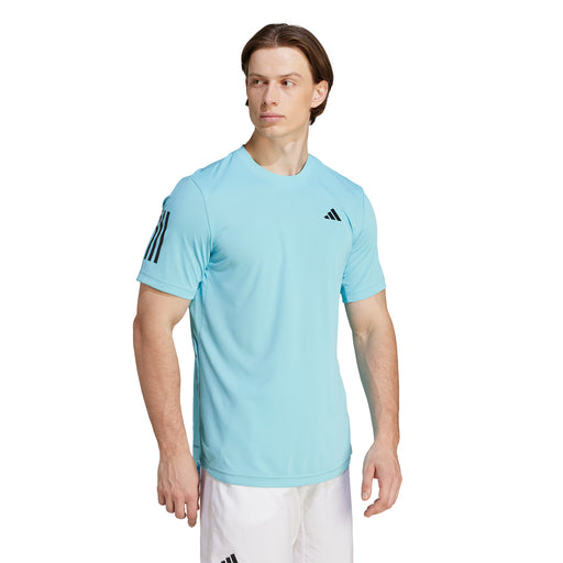 Adidas Club 3 Stripes Mens Tennis Shirt 1 - LIGHT AQUA 458/XXL