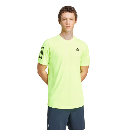 Adidas Club 3 Stripes Mens Tennis Shirt - Lucid Lemon/XXL