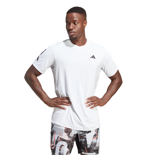 Adidas Club 3 Stripes Mens Tennis Shirt 1 - WHITE 100/XXL