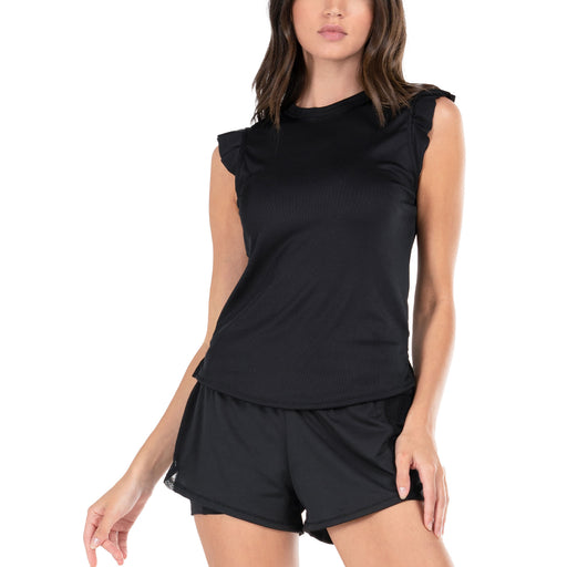 Lucky in Love Bring It On Wmns Ribbed Tennis Tank - Black/L