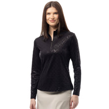 Load image into Gallery viewer, SanSoleil Solshine Foil Prnt Mock Wmn LS Sun Shirt - Block Chain Blk/XXL
 - 15