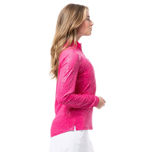Load image into Gallery viewer, SanSoleil Solshine Foil Prnt Mock Wmn LS Sun Shirt
 - 4