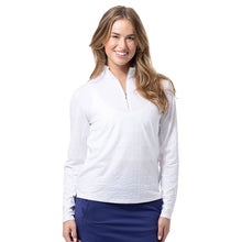 Load image into Gallery viewer, SanSoleil Solshine Foil Prnt Mock Wmn LS Sun Shirt - Chevy White/L
 - 5
