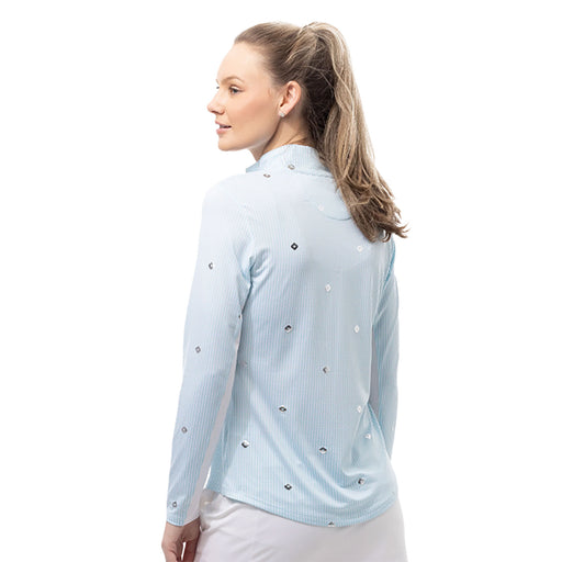 SanSoleil Solshine Foil Prnt Mock Wmn LS Sun Shirt