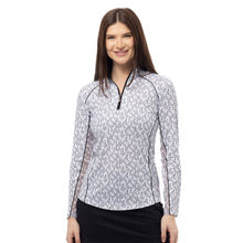 Load image into Gallery viewer, SanSoleil Sunglow Print Piping Womens LS Sun Shirt - Dirty Mar Black/XXL
 - 4