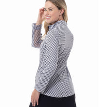 Load image into Gallery viewer, SanSoleil Sunglow Print Piping Womens LS Sun Shirt
 - 3