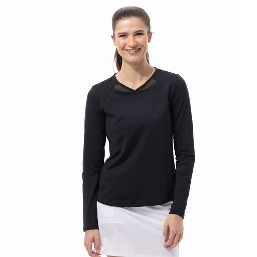 SanSoleil SolTek Solid Active Womens LS Sun Shirt - Black/XXL