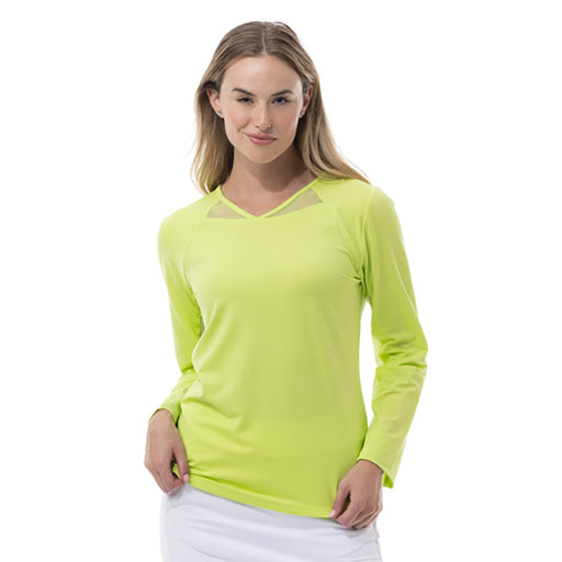 SanSoleil SolTek Solid Active Womens LS Sun Shirt - Kiwi/XL