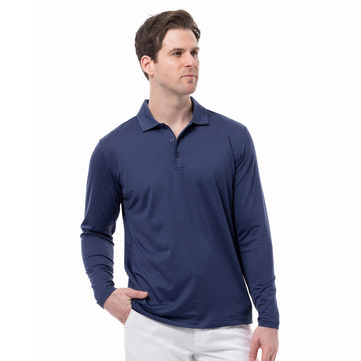 SanSoleil Soltek Ice Mens Long Sleeve Golf Polo - Ink Melange/L