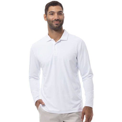 SanSoleil Soltek Ice Mens Long Sleeve Golf Polo - White/XL