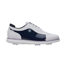 Load image into Gallery viewer, FootJoy Traditions Spiked Womens Golf Shoes - Wht/Navy/Purpl/B Medium/11.0
 - 9