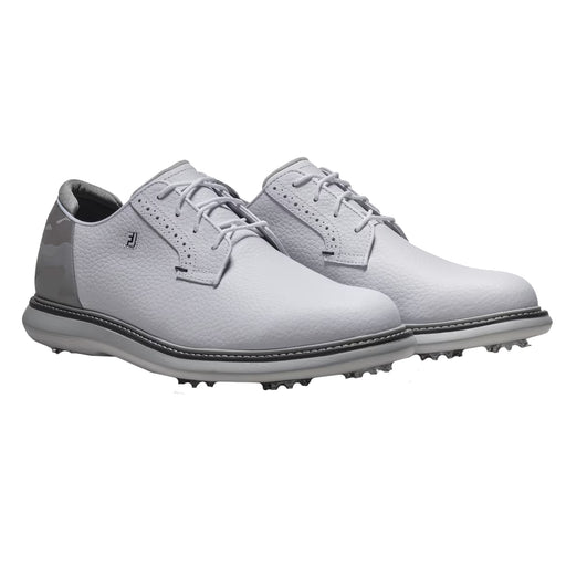 FootJoy Traditions Blucher Spiked Mens Golf Shoes - White/Ice Camo/2E WIDE/12.0