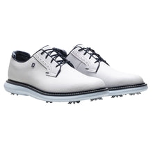 Load image into Gallery viewer, FootJoy Traditions Blucher Spiked Mens Golf Shoes - Wht/Sky Bl/Camo/2E WIDE/12.0
 - 9