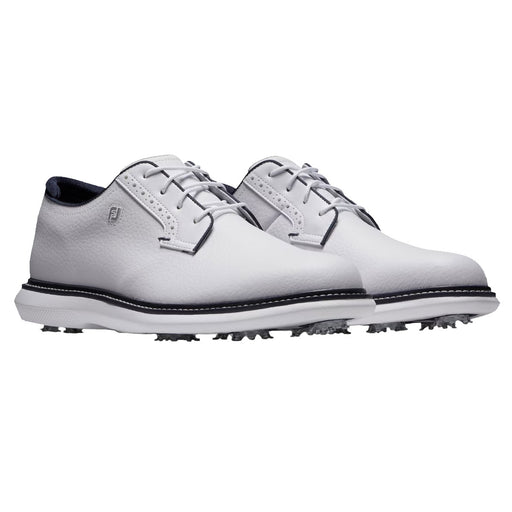 FootJoy Traditions Blucher Spiked Mens Golf Shoes - Wht/Wht/Navy/4E X-WIDE/13.0