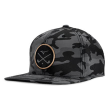 Load image into Gallery viewer, Mizuno Crossed Clubs Snapback Golf Hat - Blk/Camo/Cpr/One Size
 - 3