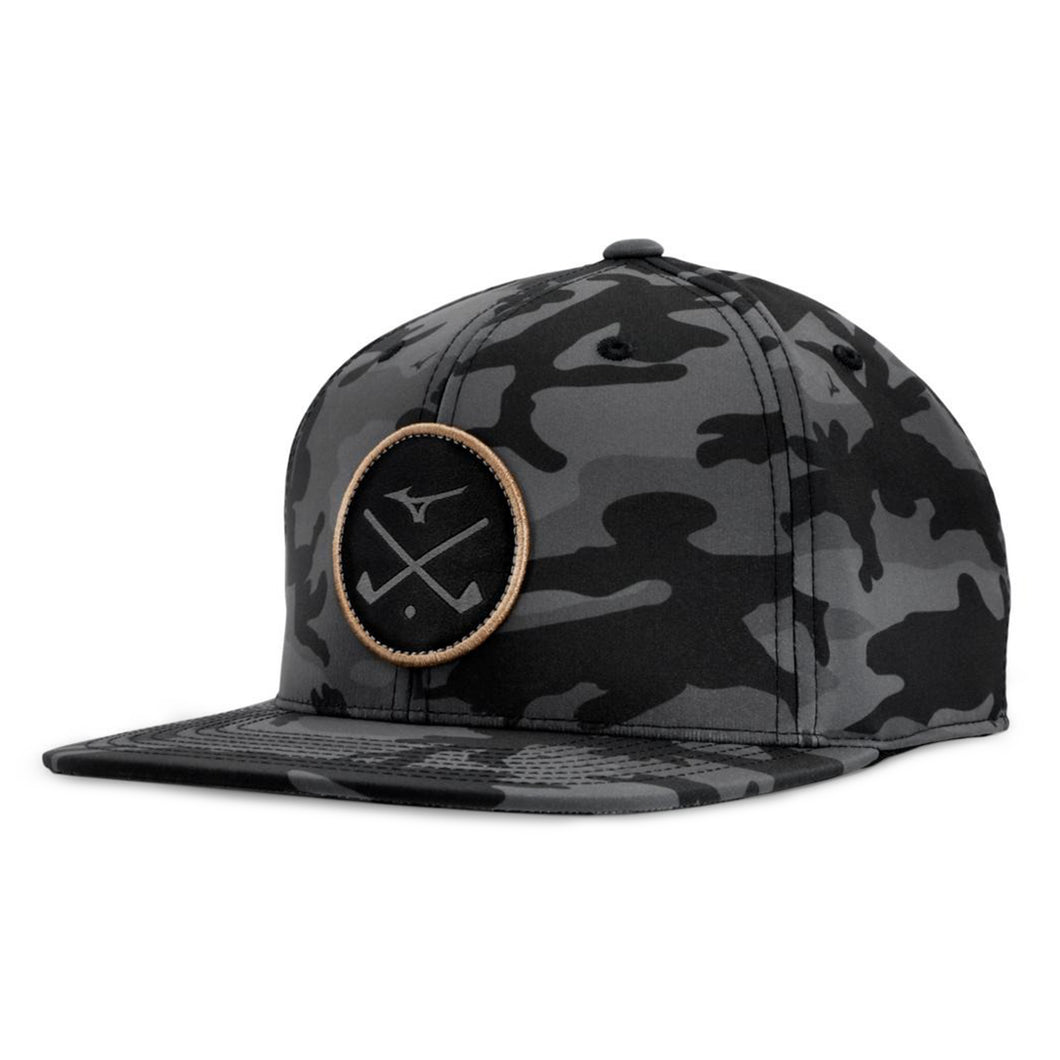 Mizuno Crossed Clubs Snapback Golf Hat - Blk/Camo/Cpr/One Size