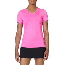 Load image into Gallery viewer, FILA Short Sleeve V-Neck Womens Tennis Shirt - PINK 544/XL
 - 3