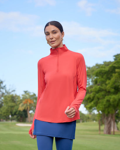 BloqUV Women's Mock Zip Top Relaxed