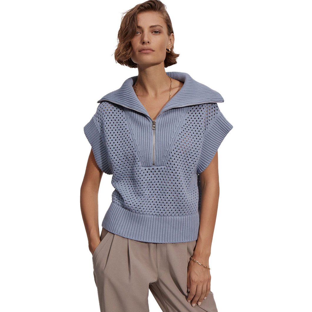 Varley Mila Womens Half Zip Knit Top - Ashley Blue/M