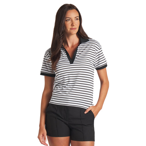 Puma Golf Everyday Stripe Womens Golf Polo - White/Black/L