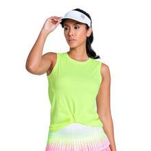 Load image into Gallery viewer, Lucky in Love Twist Front Womens Tennis Tank Top - Lemon Frost/L
 - 5