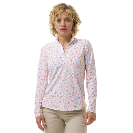 SanSoleil SolTek Lux Mock Ice Coral Womens Long Sleeve Sun Shirt