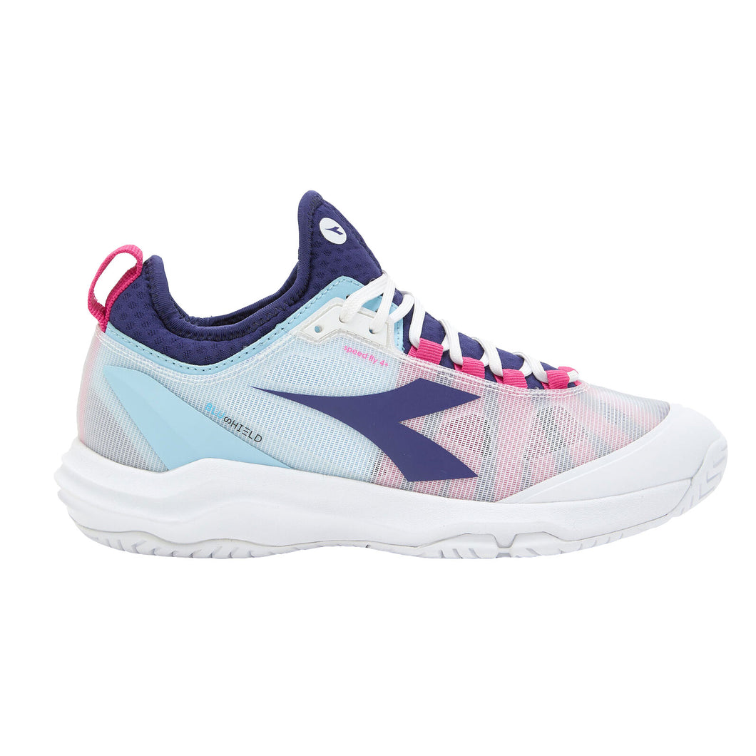 Diadora Blueshield Fly 4+ AG W Tennis Shoes 2023 - White/Blue/Pink/B Medium/10.5