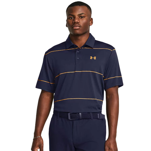 Under Armour Playoff 3.0 Stripe Mens Golf Polo - Navy/Orange/XXL